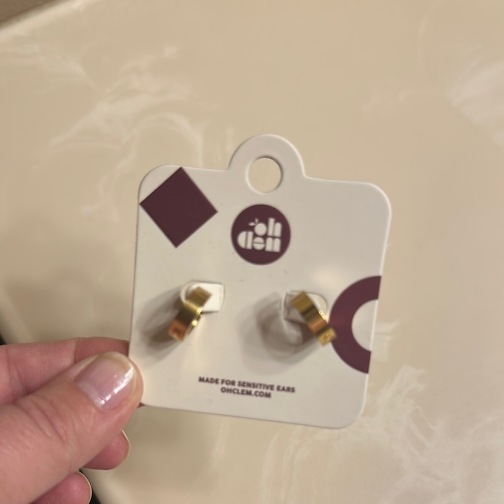 Oh CLEM Gold Tone Geometric Earrings